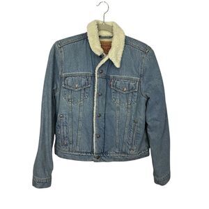 Levi's Women's Unisex Sherpa Lined Denim Trucker Jacket Blue Size Large
